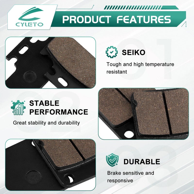 Cyleto Kodiak 400 Brake Pads for YAMAHA YFM400 Kodiak 400 2000 2001 2002 2005 2006 / YFM 400 Grizzly 2007 2008 - Image 3